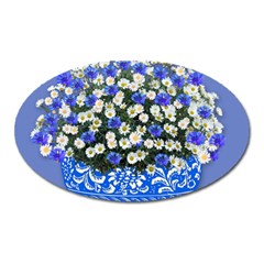 Marguerite Cornflower Vase Blossom Oval Magnet by Simbadda