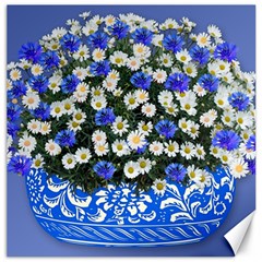 Marguerite Cornflower Vase Blossom Canvas 12  X 12  by Simbadda