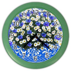 Marguerite Cornflower Vase Blossom Color Wall Clock by Simbadda