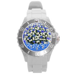 Marguerite Cornflower Vase Blossom Round Plastic Sport Watch (l) by Simbadda