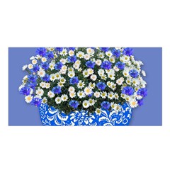 Marguerite Cornflower Vase Blossom Satin Shawl by Simbadda