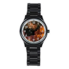 Geology Sand Stone Canyon Stainless Steel Round Watch by Simbadda