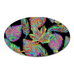 Autumn Pattern Dried Leaves Oval Magnet by Simbadda