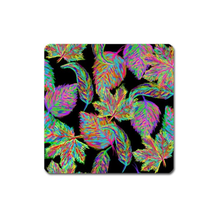 Autumn Pattern Dried Leaves Square Magnet