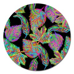 Autumn Pattern Dried Leaves Magnet 5  (round)