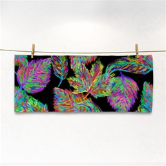 Autumn Pattern Dried Leaves Hand Towel by Simbadda