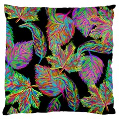 Autumn Pattern Dried Leaves Large Flano Cushion Case (one Side) by Simbadda