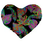 Autumn Pattern Dried Leaves Large 19  Premium Flano Heart Shape Cushions Back