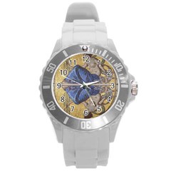 Mosaic Painting Glass Decoration Round Plastic Sport Watch (l) by Simbadda