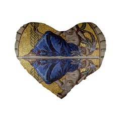 Mosaic Painting Glass Decoration Standard 16  Premium Flano Heart Shape Cushions by Simbadda