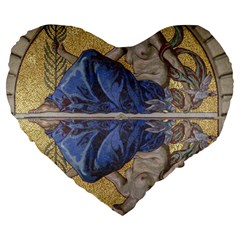 Mosaic Painting Glass Decoration Large 19  Premium Flano Heart Shape Cushions by Simbadda