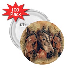 Head Horse Animal Vintage 2 25  Buttons (100 Pack)  by Simbadda