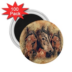 Head Horse Animal Vintage 2 25  Magnets (100 Pack)  by Simbadda