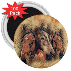 Head Horse Animal Vintage 3  Magnets (100 Pack) by Simbadda