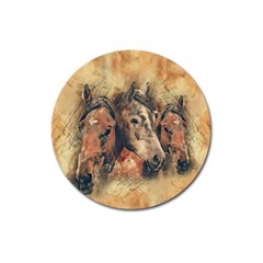 Head Horse Animal Vintage Magnet 3  (round) by Simbadda