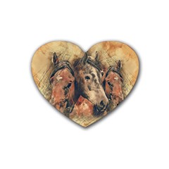 Head Horse Animal Vintage Heart Coaster (4 Pack)  by Simbadda