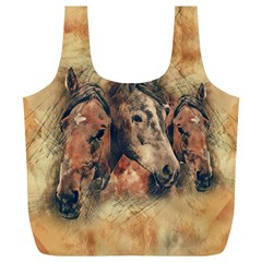 Head Horse Animal Vintage Full Print Recycle Bag (xl) by Simbadda