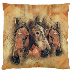 Head Horse Animal Vintage Standard Flano Cushion Case (two Sides) by Simbadda