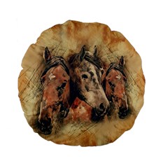 Head Horse Animal Vintage Standard 15  Premium Flano Round Cushions by Simbadda