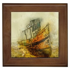 Boat Old Fisherman Mar Ocean Framed Tiles by Simbadda