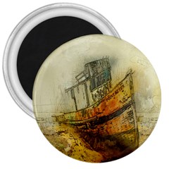 Boat Old Fisherman Mar Ocean 3  Magnets by Simbadda