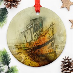 Boat Old Fisherman Mar Ocean Ornament (round) by Simbadda