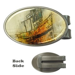 Boat Old Fisherman Mar Ocean Money Clips (oval)  by Simbadda