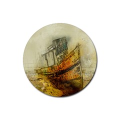 Boat Old Fisherman Mar Ocean Rubber Coaster (round)  by Simbadda