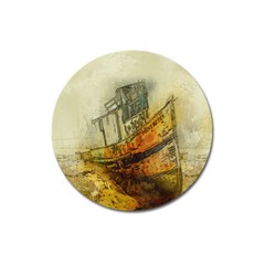 Boat Old Fisherman Mar Ocean Magnet 3  (round) by Simbadda