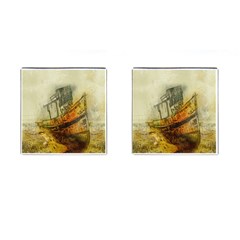 Boat Old Fisherman Mar Ocean Cufflinks (square) by Simbadda