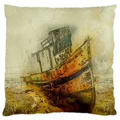 Boat Old Fisherman Mar Ocean Standard Flano Cushion Case (two Sides) by Simbadda