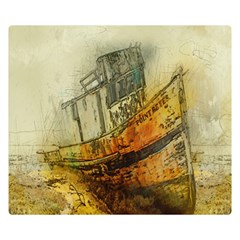 Boat Old Fisherman Mar Ocean Double Sided Flano Blanket (small)  by Simbadda