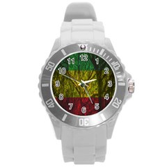 Rasta Forest Rastafari Nature Round Plastic Sport Watch (l) by Simbadda