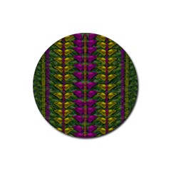 Butterfly Liana Jungle And Full Of Leaves Everywhere Rubber Round Coaster (4 Pack)  by pepitasart