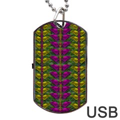 Butterfly Liana Jungle And Full Of Leaves Everywhere Dog Tag Usb Flash (two Sides) by pepitasart