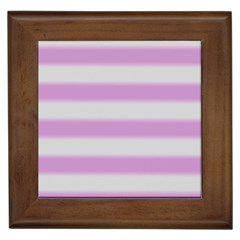 Bold Stripes Soft Pink Pattern Framed Tiles by BrightVibesDesign