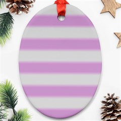 Bold Stripes Soft Pink Pattern Ornament (oval) by BrightVibesDesign