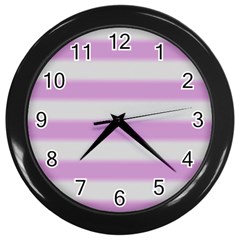 Bold Stripes Soft Pink Pattern Wall Clock (black) by BrightVibesDesign