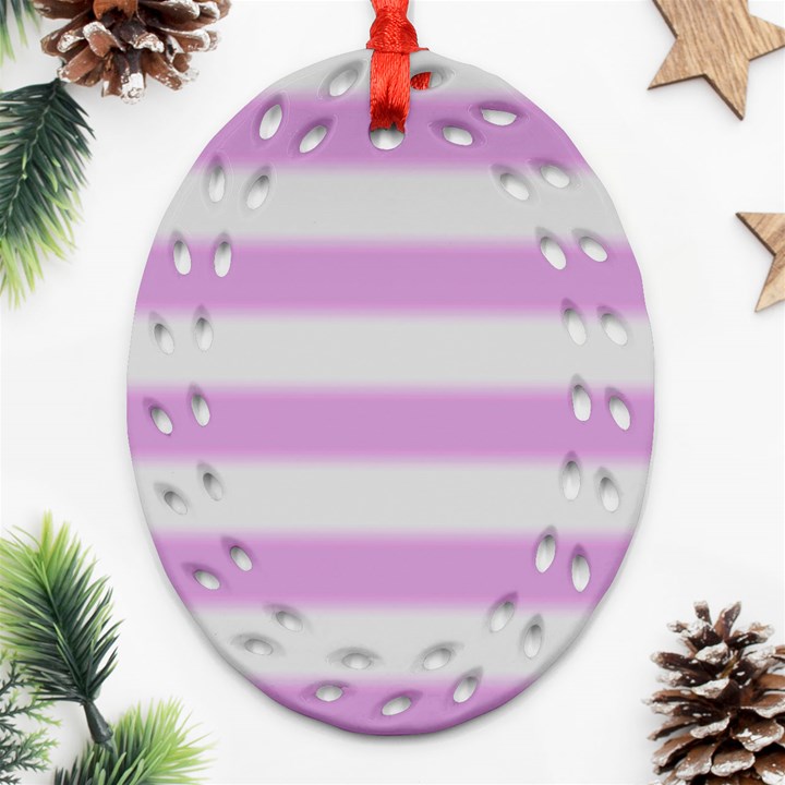 Bold Stripes Soft Pink Pattern Oval Filigree Ornament (Two Sides)