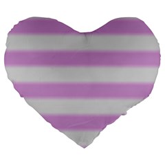 Bold Stripes Soft Pink Pattern Large 19  Premium Heart Shape Cushions by BrightVibesDesign