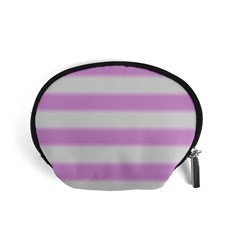 Bold Stripes Soft Pink Pattern Accessory Pouch (small) by BrightVibesDesign