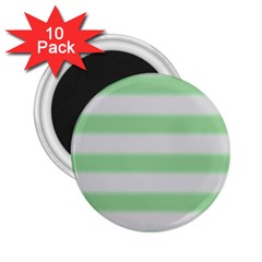 Bold Stripes Soft Green 2 25  Magnets (10 Pack)  by BrightVibesDesign