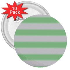 Bold Stripes Soft Green 3  Buttons (10 Pack)  by BrightVibesDesign