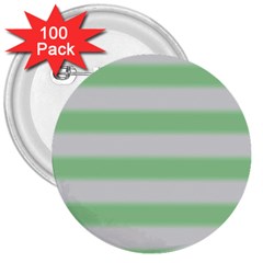 Bold Stripes Soft Green 3  Buttons (100 Pack)  by BrightVibesDesign