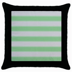 Bold Stripes Soft Green Throw Pillow Case (black) by BrightVibesDesign