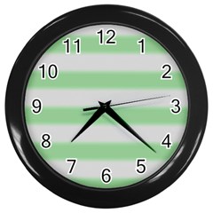 Bold Stripes Soft Green Wall Clock (black) by BrightVibesDesign