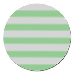 Bold Stripes Soft Green Magnet 5  (round)