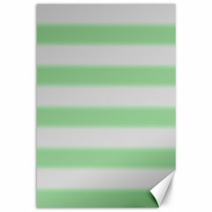 Bold Stripes Soft Green Canvas 12  X 18  by BrightVibesDesign