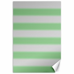 Bold Stripes Soft Green Canvas 24  X 36  by BrightVibesDesign