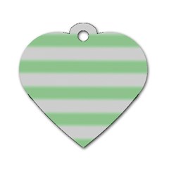 Bold Stripes Soft Green Dog Tag Heart (two Sides) by BrightVibesDesign